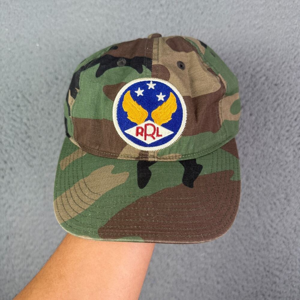 RRL Ralph Lauren Winged Logo Flight Inspired Cotton Camo Baseball Hat Cap